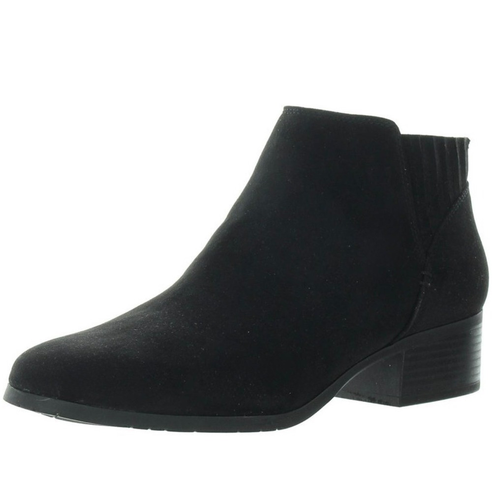 Kenneth Cole Reaction Shea Black Faux Suede Ankle Boots Block Heel Size 9 NEW